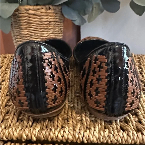 Sigerson Morrison women’s Black Brown weave Patent leather 8.5 ballet Flats - Picture 9 of 12
